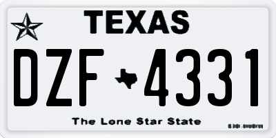 TX license plate DZF4331