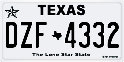 TX license plate DZF4332