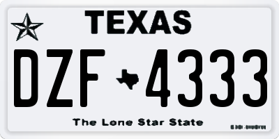 TX license plate DZF4333