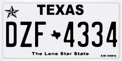 TX license plate DZF4334
