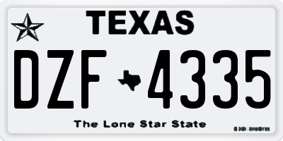 TX license plate DZF4335