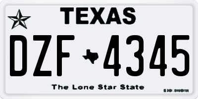 TX license plate DZF4345