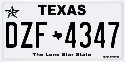 TX license plate DZF4347
