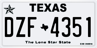 TX license plate DZF4351