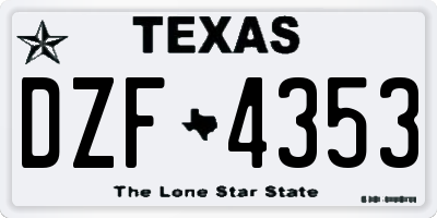 TX license plate DZF4353