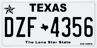 TX license plate DZF4356