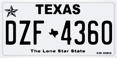 TX license plate DZF4360