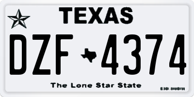 TX license plate DZF4374