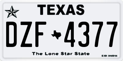 TX license plate DZF4377