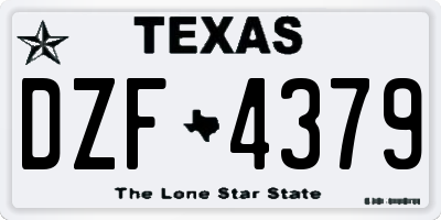 TX license plate DZF4379