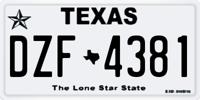 TX license plate DZF4381