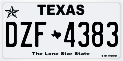 TX license plate DZF4383