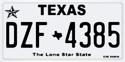 TX license plate DZF4385