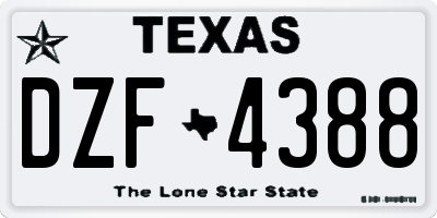 TX license plate DZF4388