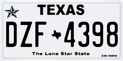 TX license plate DZF4398