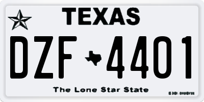 TX license plate DZF4401