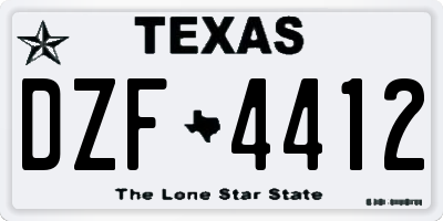 TX license plate DZF4412