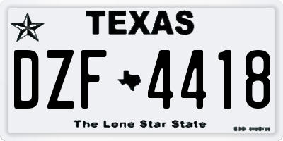 TX license plate DZF4418