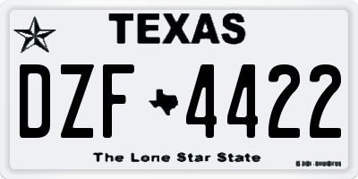 TX license plate DZF4422
