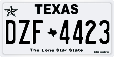 TX license plate DZF4423