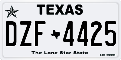 TX license plate DZF4425