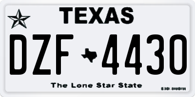 TX license plate DZF4430