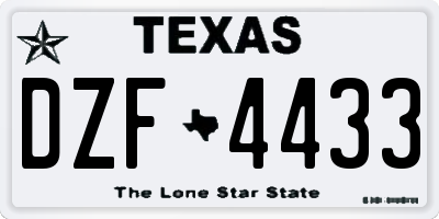 TX license plate DZF4433