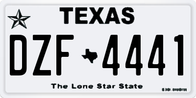 TX license plate DZF4441