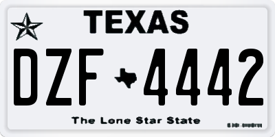 TX license plate DZF4442