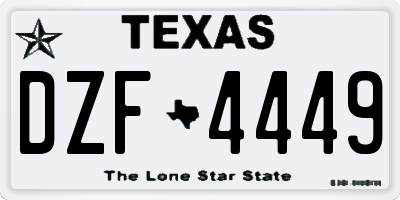 TX license plate DZF4449