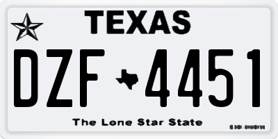 TX license plate DZF4451
