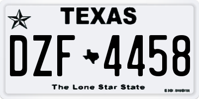 TX license plate DZF4458