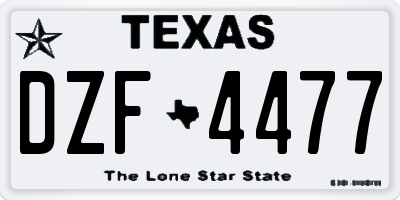 TX license plate DZF4477