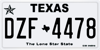 TX license plate DZF4478