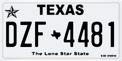 TX license plate DZF4481