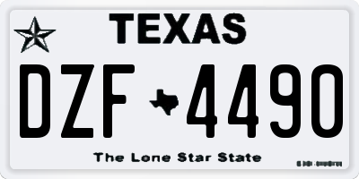 TX license plate DZF4490