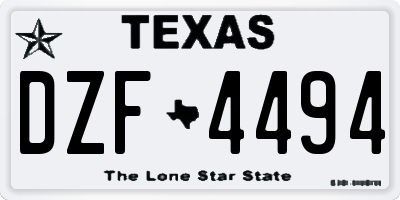 TX license plate DZF4494