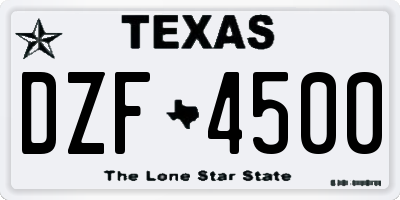 TX license plate DZF4500