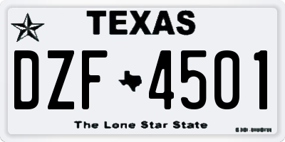 TX license plate DZF4501