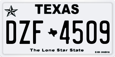 TX license plate DZF4509
