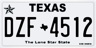 TX license plate DZF4512