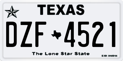 TX license plate DZF4521