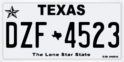 TX license plate DZF4523