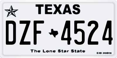 TX license plate DZF4524