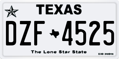 TX license plate DZF4525