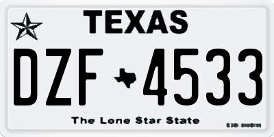 TX license plate DZF4533