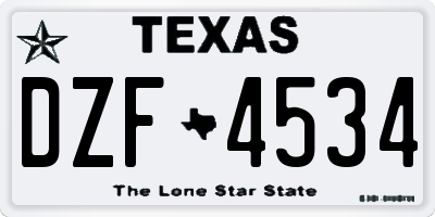 TX license plate DZF4534
