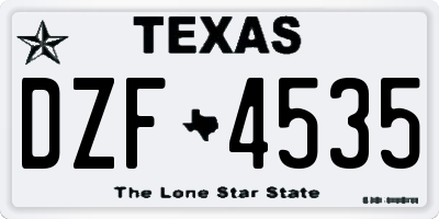 TX license plate DZF4535