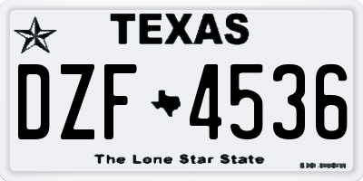 TX license plate DZF4536