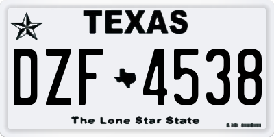 TX license plate DZF4538
